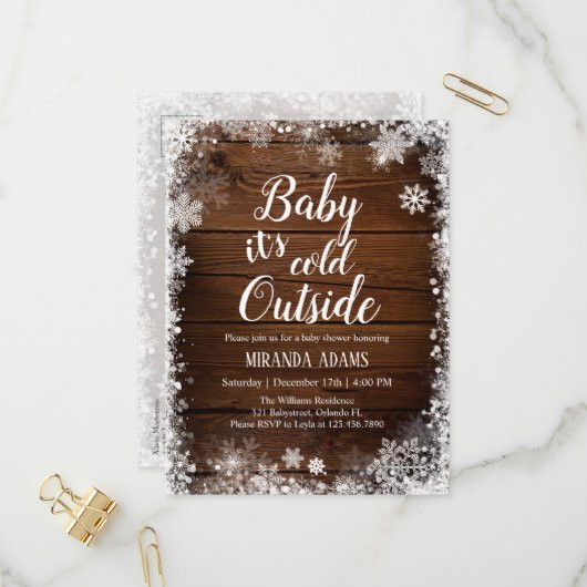 Baby het is koud buiten het Baby shower van de win Uitnodiging Briefkaart (Voorkant / Achterkant in situ)