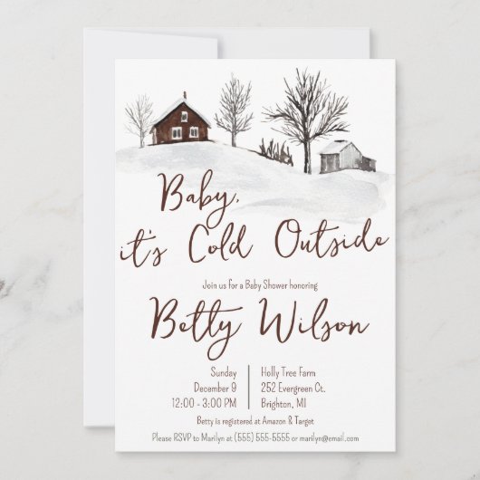 Baby het is Koud Buiten, het Baby shower van het W Kaart (Voorkant)