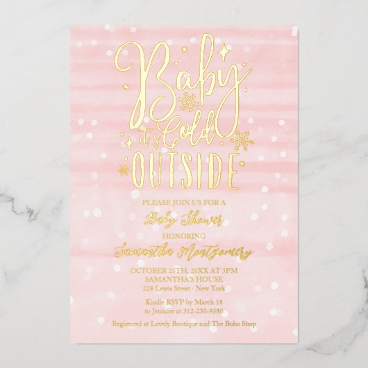 Baby Het is koud buiten het Baby shower van het wi Folie Uitnodiging (Voorkant)