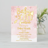 Baby Het is koud buiten het Baby shower van het wi Folie Uitnodiging (Staand Voorkant)
