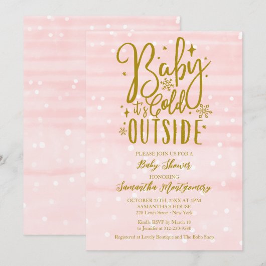 Baby Het is koud buiten het Baby shower van het wi Kaart (Voorkant / Achterkant)