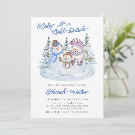 Baby het is koud buiten het Baby shower van Winter Kaart (Staand voorkant)