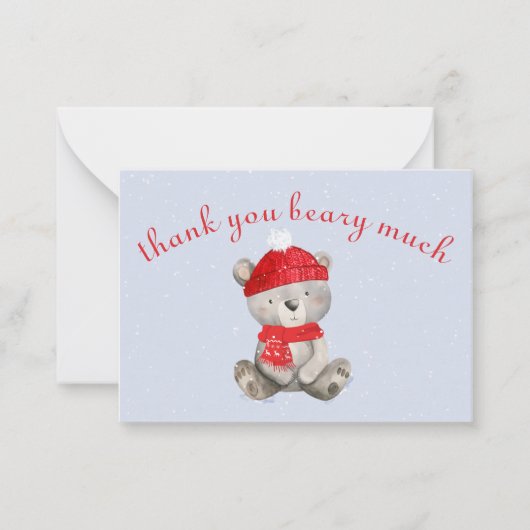 Baby Het is koud buiten het Beer Dank u kaarten Notitiekaartje (Voorkant)
