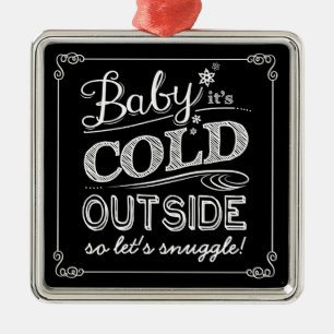 Baby Het is koud buiten het centrale bord. Metalen Ornament