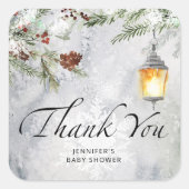 Baby het is koud buiten het groene vierkant vierkante sticker (Voorkant)