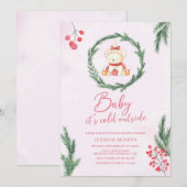 Baby het is koud buiten het kerstBaby shower Uitno Kaart (Voorkant / Achterkant)