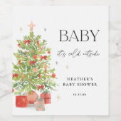 Baby Het is koud buiten het kerstBaby shower. Wijn Etiket (Enkel label)
