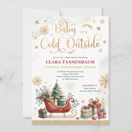Baby Het is koud buiten het Rode Kerst Baby shower Kaart (Voorkant)