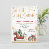 Baby Het is koud buiten het Rode Kerst Baby shower Kaart (Staand voorkant)