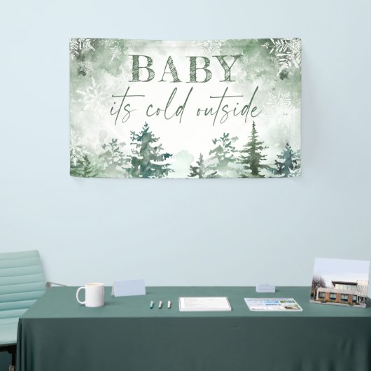 Baby Het is koud buiten het winterbos Spandoek (Beurs)