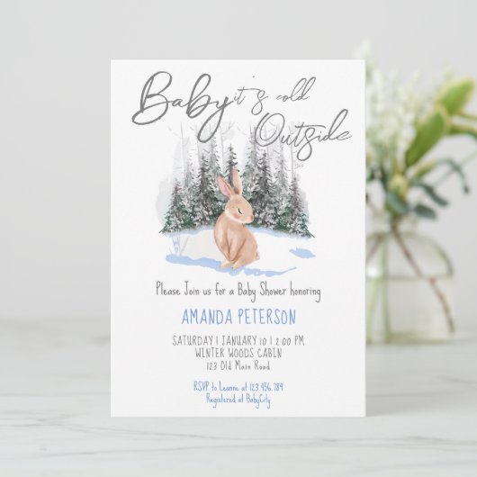 Baby Het is koud buiten het winterkonijnenbaby sho Kaart (Staand voorkant)