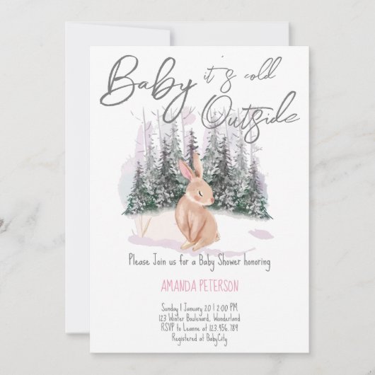 Baby Het is koud buiten het winterkonijnenbaby sho Kaart (Voorkant)
