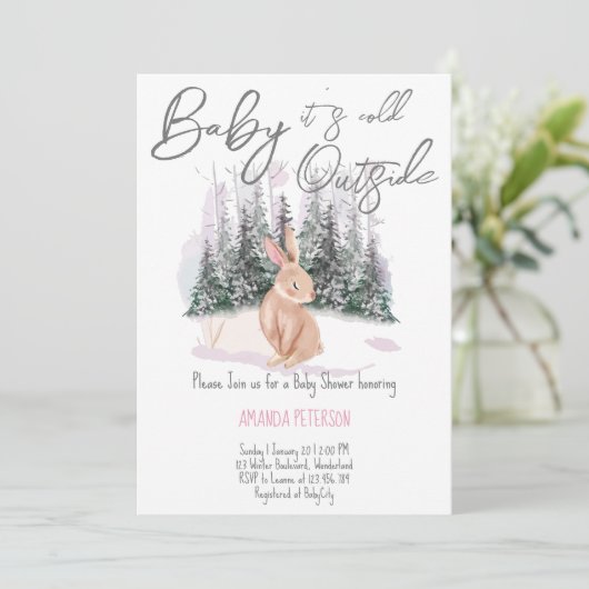 Baby Het is koud buiten het winterkonijnenbaby sho Kaart (Staand voorkant)