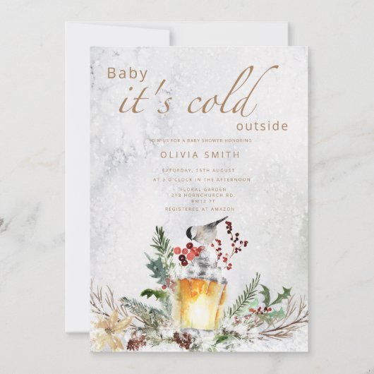 Baby het is koud buiten het winterse baby shower i kaart (Voorkant)