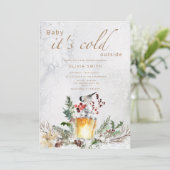 Baby het is koud buiten het winterse baby shower i kaart (Staand voorkant)