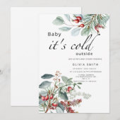 Baby het is koud buiten het winterse baby shower i kaart (Voorkant / Achterkant)