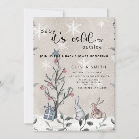 Baby het is koud buiten het winterse baby shower i kaart (Voorkant)