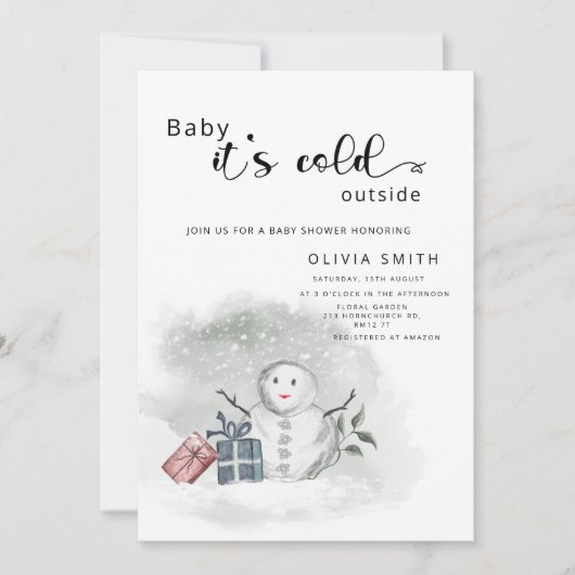 Baby het is koud buiten het winterse baby shower i kaart (Voorkant)