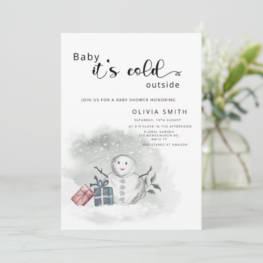 Baby het is koud buiten het winterse baby shower i kaart (Staand voorkant)