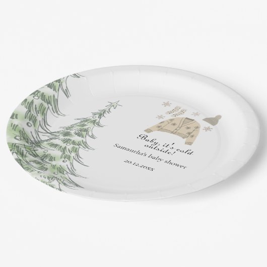 Baby Het is koud buiten het winterse baby shower Papieren Bordje (Gekanteld)
