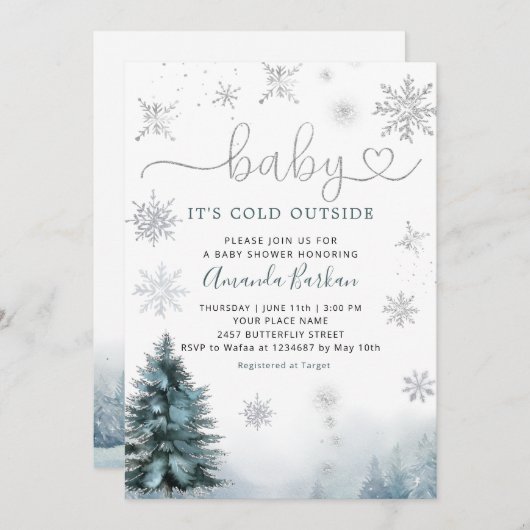 Baby Het is koud buiten het wintersneeuwBaby showe Kaart (Voorkant / Achterkant)