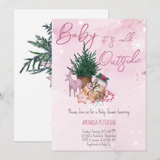 Baby Het is Koud Buiten het winterwoud meisje Kaart (Voorkant / Achterkant)