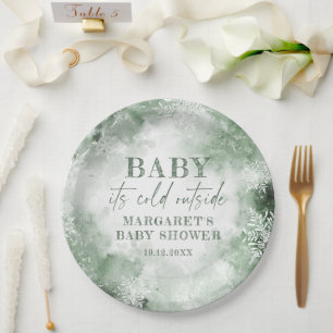 Baby Het is koud buiten het winterwoud Papieren Bordje