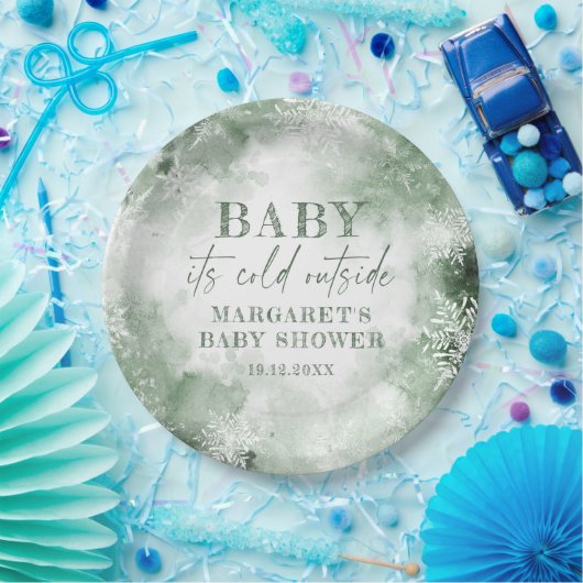 Baby Het is koud buiten het winterwoud Papieren Bordje (Feest)