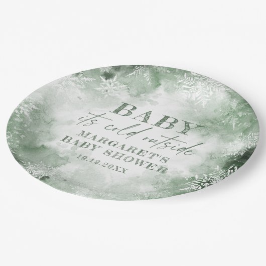 Baby Het is koud buiten het winterwoud Papieren Bordje (Gekanteld)