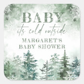 Baby Het is koud buiten het winterwoud Vierkante Sticker (Voorkant)