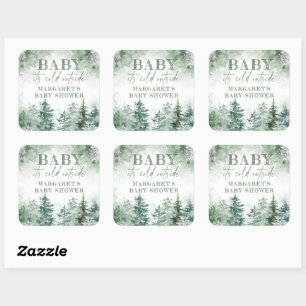Baby Het is koud buiten het winterwoud Vierkante Sticker