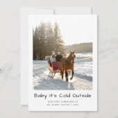 Baby Het is koud buiten Horse Ride Pas getrouwd Fo Feestdagenkaart (Voorkant)