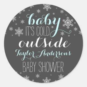 Baby het is koud buiten - Jongen baby shower stick Ronde Sticker