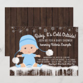 Baby het is koud buiten Jongen Baby Shower Uitnodi Kaart (Voorkant / Achterkant)