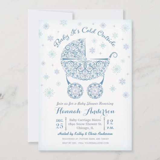 Baby Het is koud buiten, Jongen Shower Uitnodiging (Voorkant)