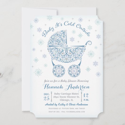 Baby Het is koud buiten, Jongen Shower Uitnodiging (Voorkant)