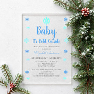 Baby Het is koud buiten Jongen Winter Baby shower Acryl Uitnodigingen