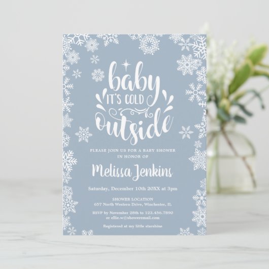 Baby Het is koud buiten Jongen Winter Baby shower Kaart (Staand voorkant)