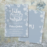 Baby Het is koud buiten Jongen Winter Baby shower Kaart<br><div class="desc">Deze schattige jongenswinter baby shower-uitnodiging met wintersneeuwvlokken op een stoffige blauwe achtergrond is ideaal voor uw winterviering van het baby shower. Voeg je speciale evenementgegevens toe aan creëer. Ontworpen door Thisnotme©</div>