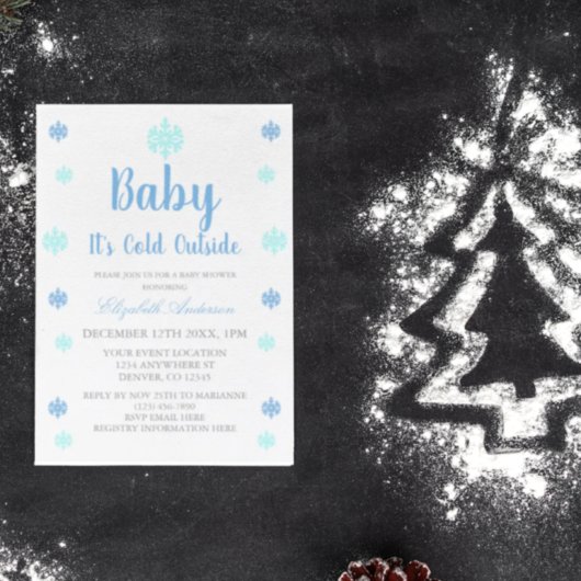 Baby Het is koud buiten Jongen Winter Baby shower Kaart