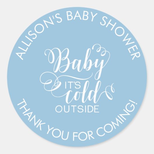 Baby Het is koud buiten Jongens Douche Favor Stick Ronde Sticker (Voorkant)