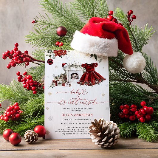 Baby het is koud buiten Kerst Baby Shower Kaart