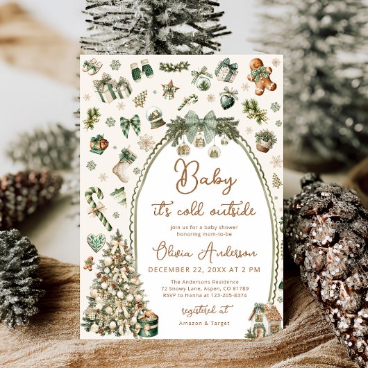 Baby het is koud buiten Kerst Baby shower Kaart