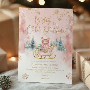 Baby Het is koud buiten Kerst Beer Baby shower Kaart