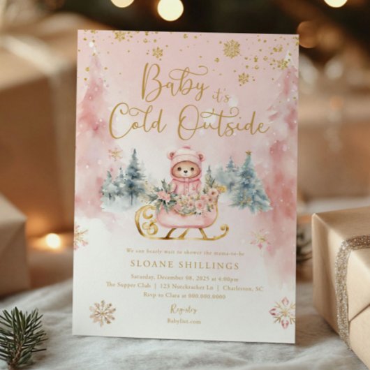 Baby Het is koud buiten Kerst Beer Baby shower Kaart