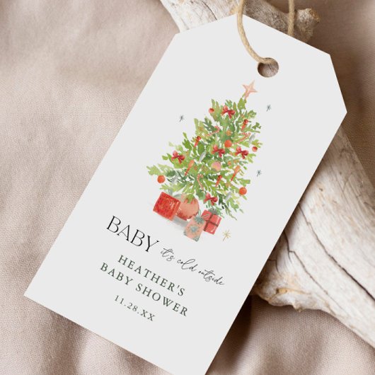 Baby Het is koud buiten kerstBaby shower Cadeaulabel