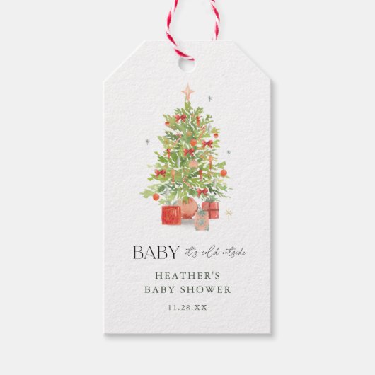 Baby Het is koud buiten kerstBaby shower Cadeaulabel (Voorkant)