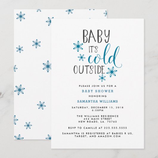 Baby Het is koud buiten kerstBaby shower Kaart (Voorkant / Achterkant)