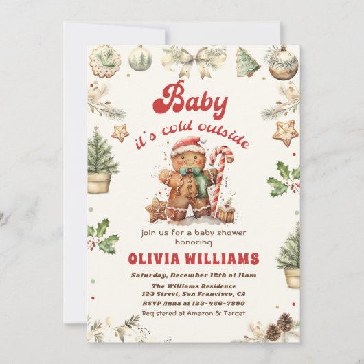 Baby Het is koud buiten kerstBaby shower Kaart (Voorkant)