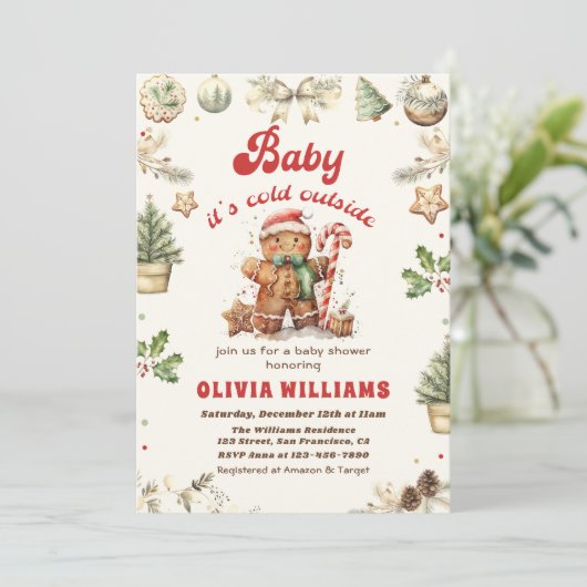 Baby Het is koud buiten kerstBaby shower Kaart (Staand voorkant)